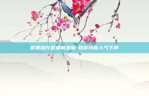 想要提升直播间流量-教你抖音人气下单