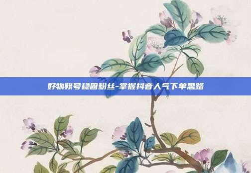 好物账号稳固粉丝-掌握抖音人气下单思路