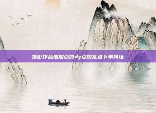 摄影作品增加点赞dy点赞优选下单网址