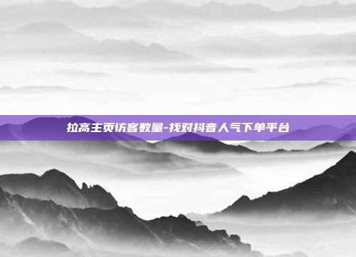 拉高主页访客数量-找对抖音人气下单平台