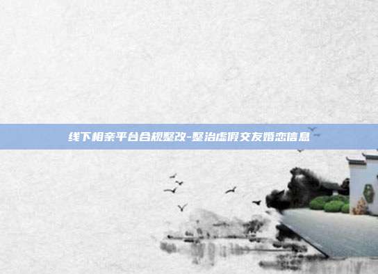 线下相亲平台合规整改-整治虚假交友婚恋信息