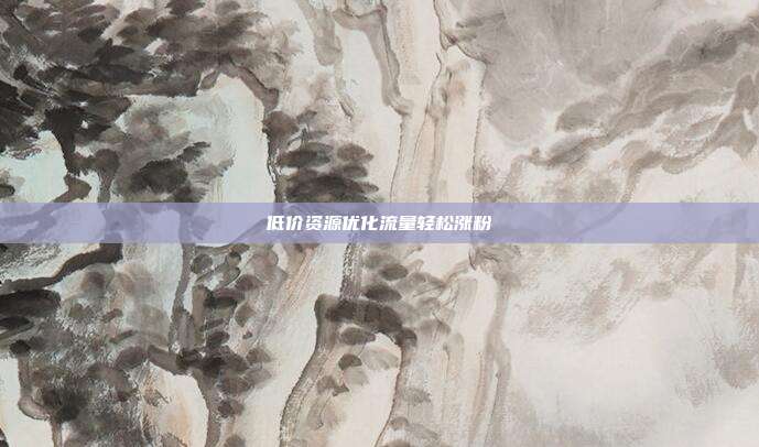 低价资源优化流量轻松涨粉