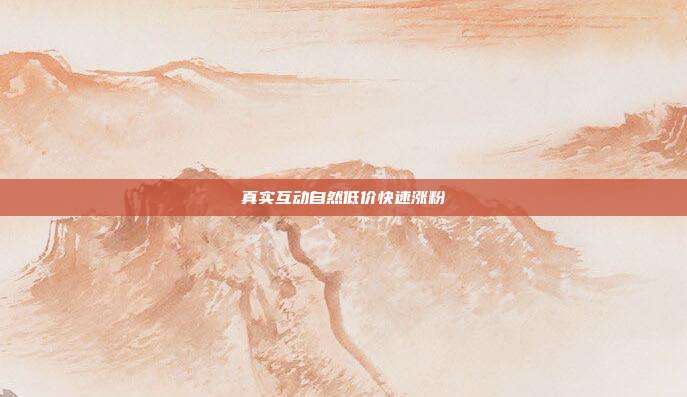 真实互动自然低价快速涨粉
