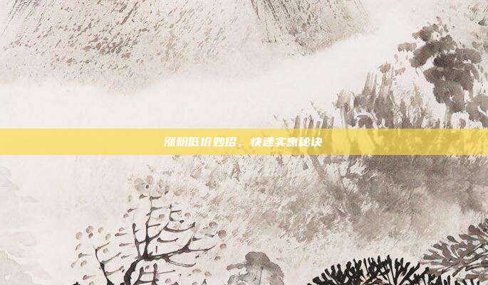 涨粉低价妙招,快速实惠秘诀