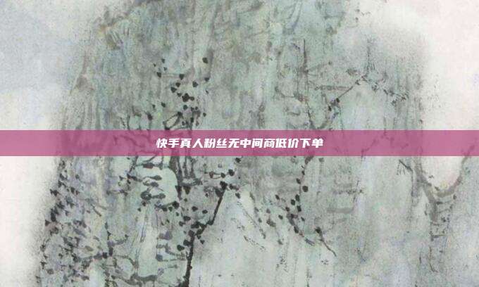 快手真人粉丝无中间商低价下单