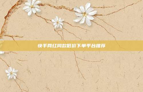 快手网红同款低价下单平台推荐
