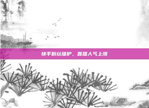快手粉丝维护，直播人气上涨