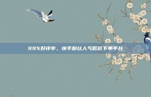 99%好评率，快手粉丝人气低价下单平台