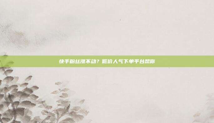 快手粉丝涨不动？低价人气下单平台帮你