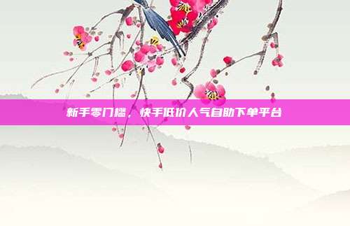新手零门槛，快手低价人气自助下单平台