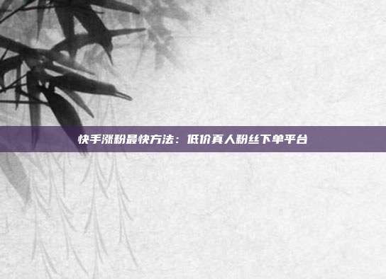 快手涨粉最快方法：低价真人粉丝下单平台