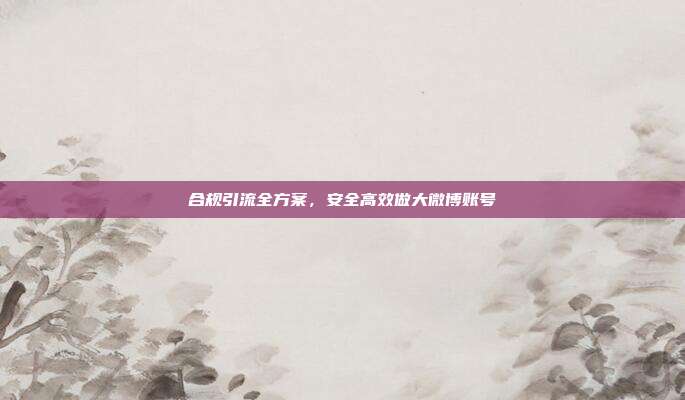 合规引流全方案，安全高效做大微博账号