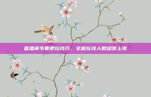 直播间节奏把控技巧，全程在线人数稳步上涨
