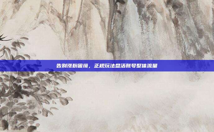 告别涨粉困境，正规玩法盘活账号整体流量