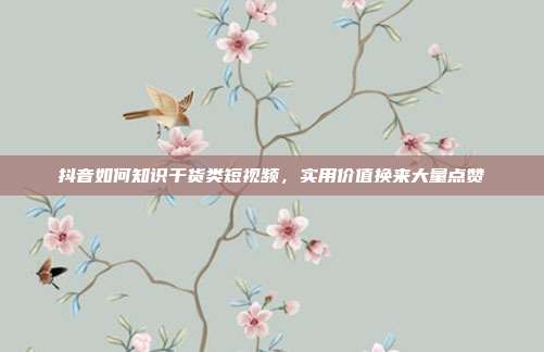 抖音如何知识干货类短视频，实用价值换来大量点赞