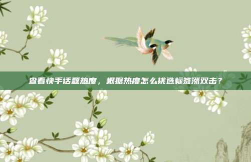 查看快手话题热度，根据热度怎么挑选标签涨双击？