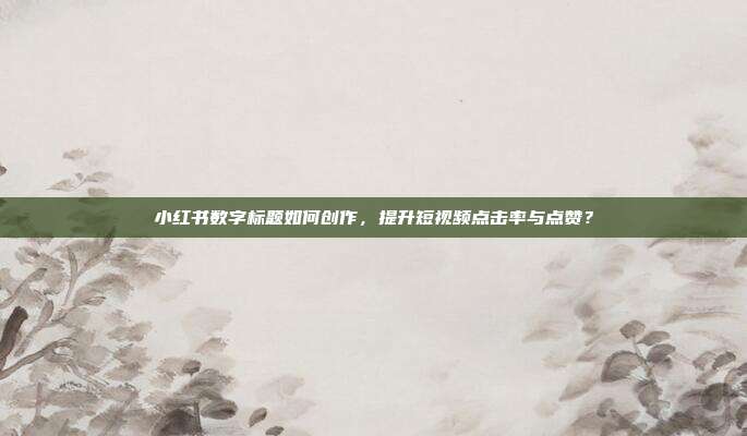 小红书数字标题如何创作，提升短视频点击率与点赞？