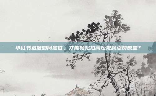 小红书选题如何定位，才能轻松拉高短视频点赞数量？