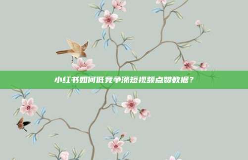 小红书如何低竞争涨短视频点赞数据？