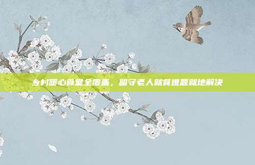 乡村暖心食堂全覆盖，留守老人就餐难题就地解决