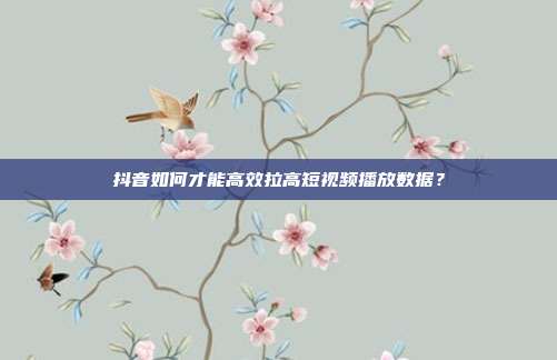 抖音如何才能高效拉高短视频播放数据?