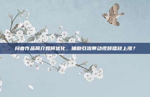 抖音作品简介如何优化，辅助引流带动视频播放上涨？