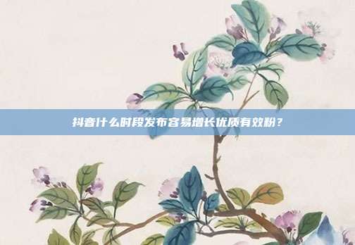 抖音什么时段发布容易增长优质有效粉？