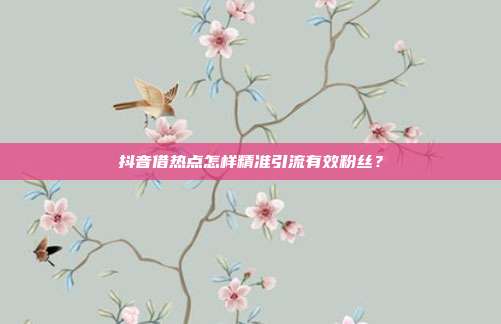抖音借热点怎样精准引流有效粉丝？