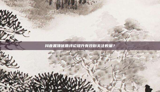 抖音置顶优质评论提升有效粉关注数量？
