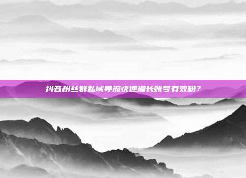 抖音粉丝群私域导流快速增长账号有效粉？