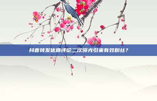 抖音转发优质评论二次曝光引来有效粉丝？
