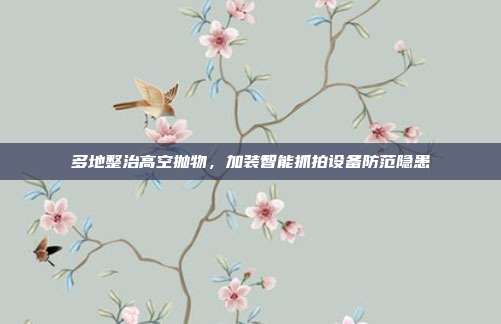 多地整治高空抛物,加装智能抓拍设备防范隐患