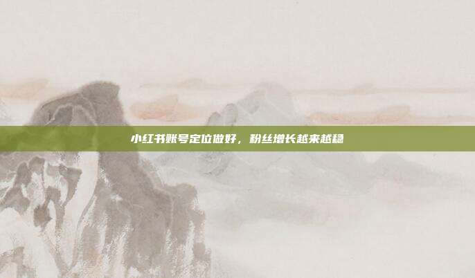 小红书账号定位做好，粉丝增长越来越稳