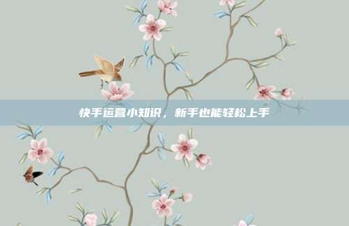 快手运营小知识，新手也能轻松上手