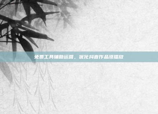 免费工具辅助运营，优化抖音作品涨播放