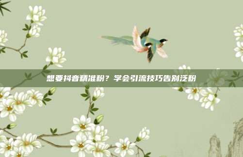 想要抖音精准粉？学会引流技巧告别泛粉