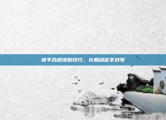 快手合规涨粉技巧,长期稳定不封号