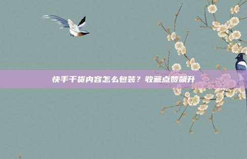 快手干货内容怎么包装?收藏点赞飙升