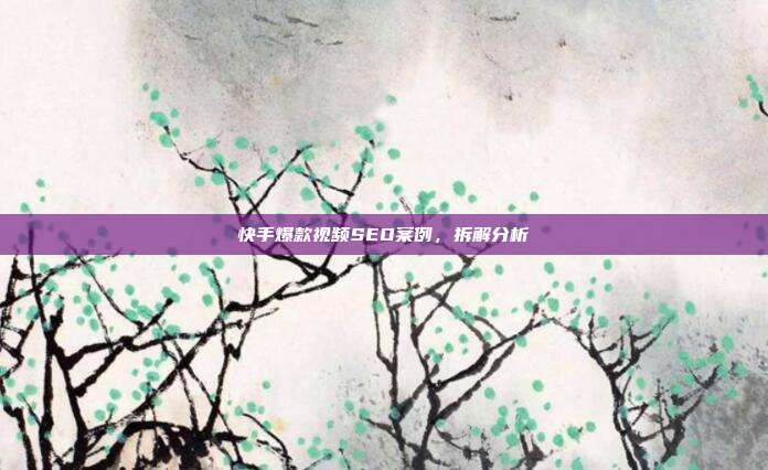 快手爆款视频SEO案例,拆解分析