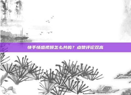 快手情感视频怎么共鸣？点赞评论双高