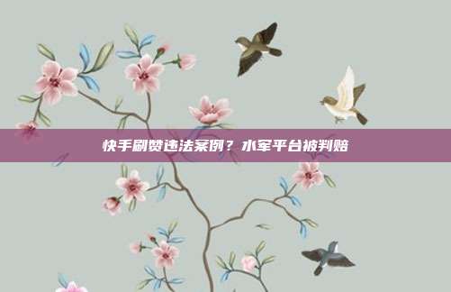 快手刷赞违法案例?水军平台被判赔
