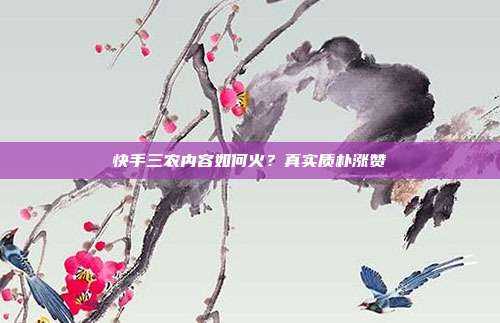 快手三农内容如何火？真实质朴涨赞