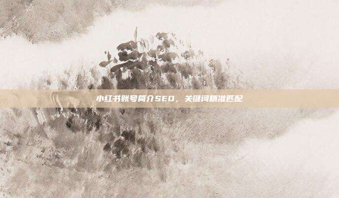 小红书账号简介SEO,关键词精准匹配