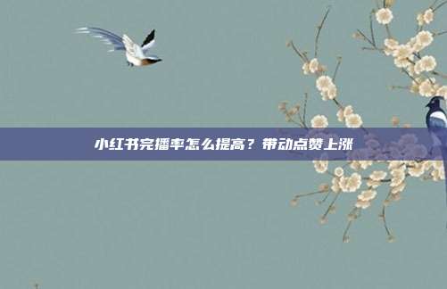 小红书完播率怎么提高?带动点赞上涨