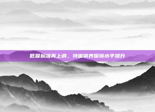 低保标准再上调,特困供养保障水平提升