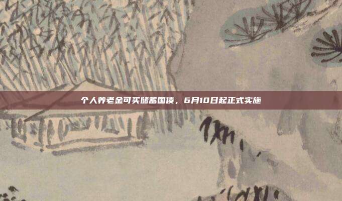 个人养老金可买储蓄国债,6月10日起正式实施
