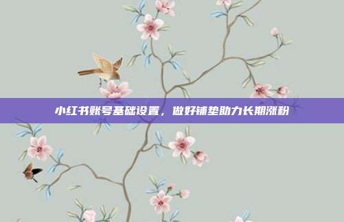小红书账号基础设置,做好铺垫助力长期涨粉