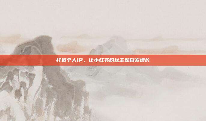 打造个人IP,让小红书粉丝主动自发增长
