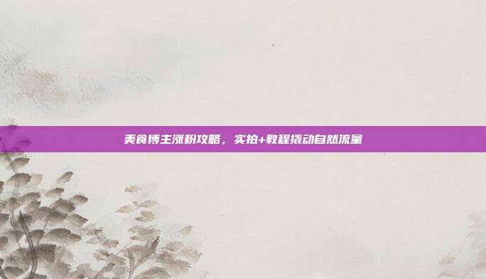 美食博主涨粉攻略,实拍+教程撬动自然流量