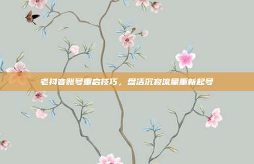 老抖音账号重启技巧，盘活沉寂流量重新起号